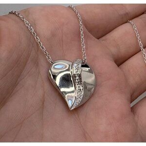 Sterling Silver 925 Natural Diamond Daughter Themed Heart Pendant Necklace 17.5"